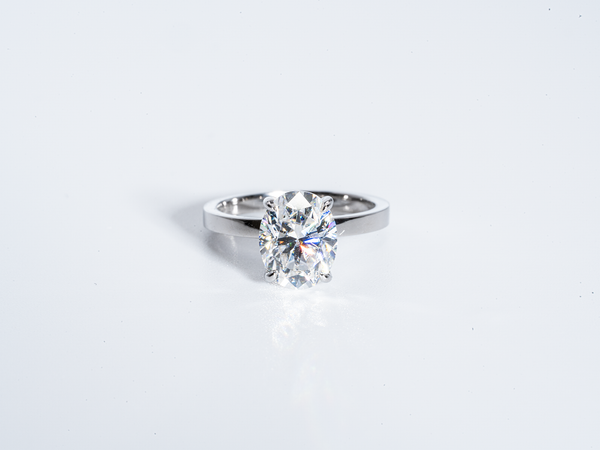 3 Carat Oval Cut Moissanite 4 Prong Solitaire Engagement Ring