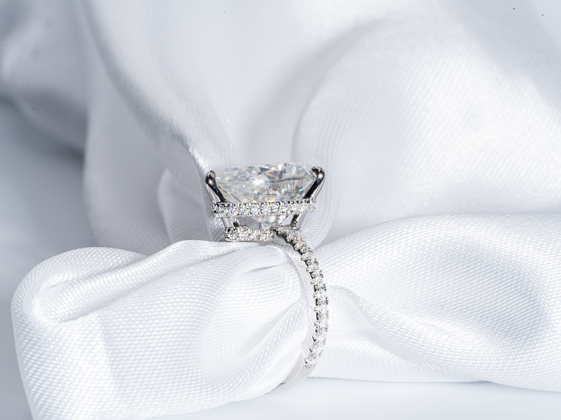 5 Carat Pear Shaped Double Hidden Halo Moissanite Engagement Ring