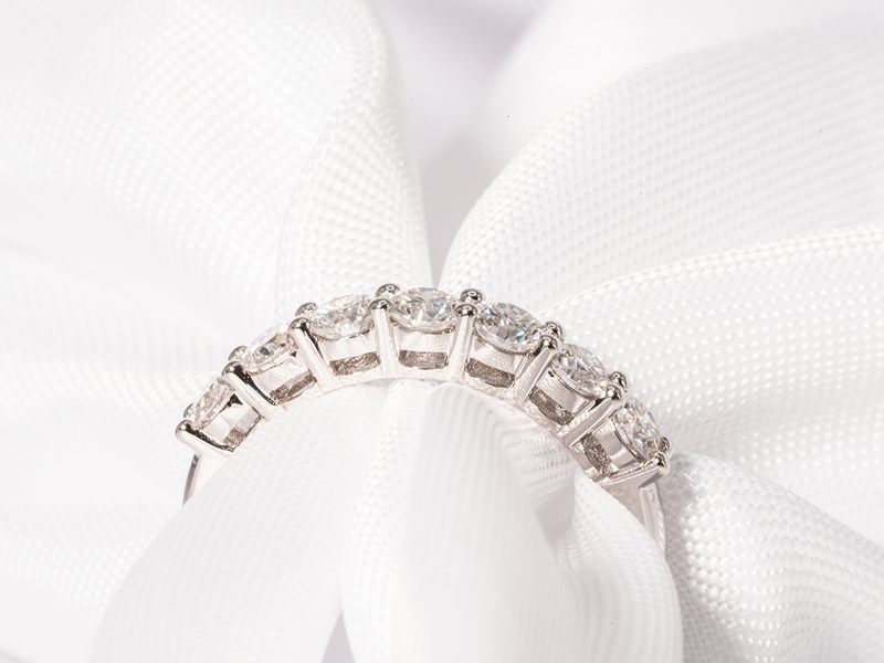 Half Eternity Moissanite Wedding Band