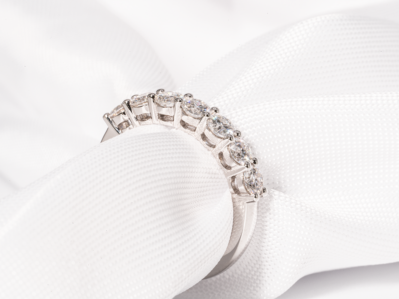 Half Eternity Moissanite Wedding Band