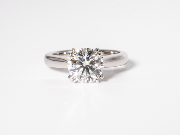 1.5 Carat Round Cut Double Claw-Prong Solitaire Moissanite Engagement Ring