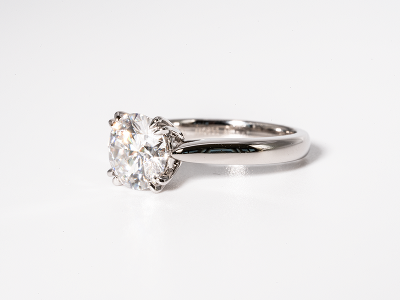 1.5 Carat Round Cut Double Claw-Prong Solitaire Moissanite Engagement Ring