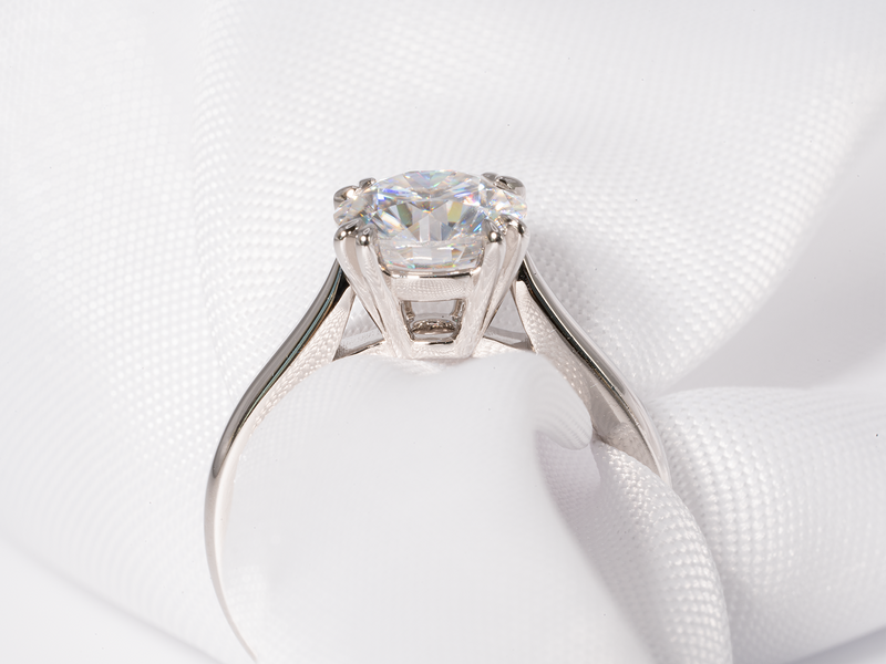 1.5 Carat Round Cut Double Claw-Prong Solitaire Moissanite Engagement Ring