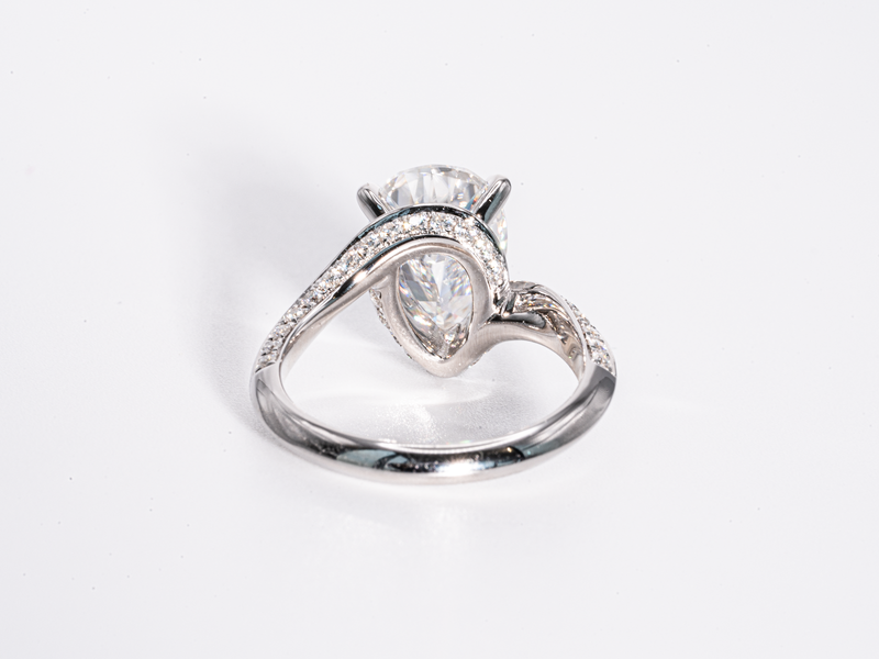 3.5 Carat Pear Shaped Pavé Swirl Moissanite Engagement Ring