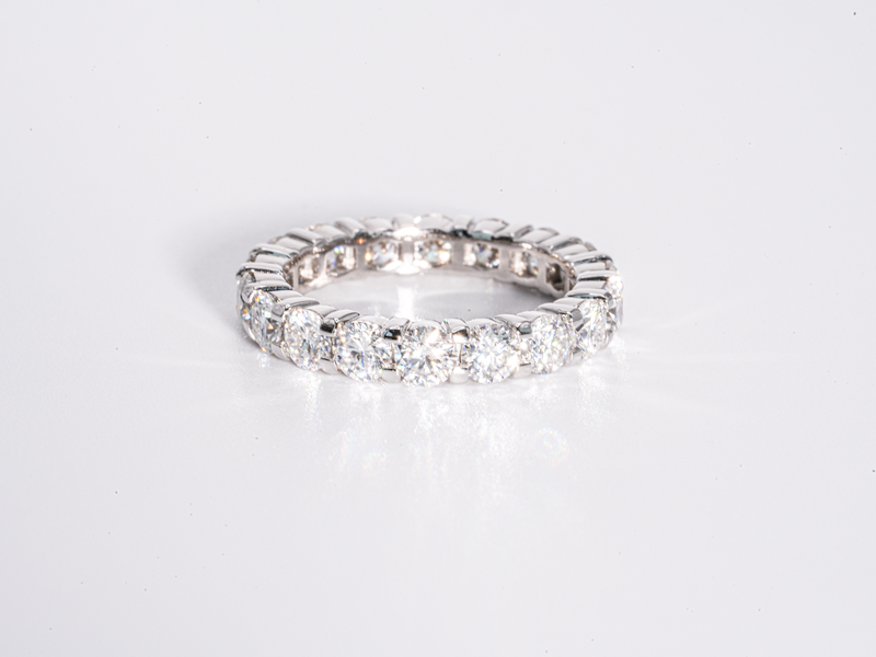 In-Stock Round Cut Eternity Moissanite Wedding Band