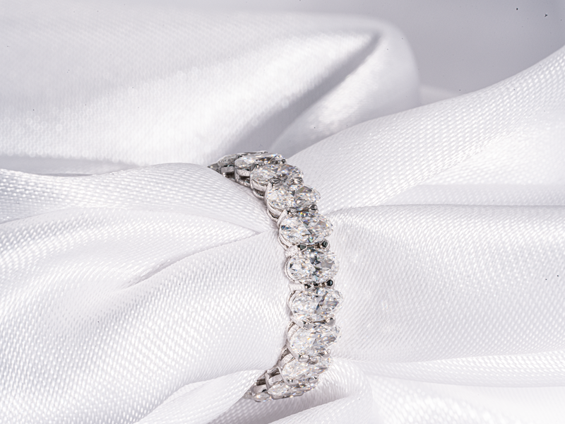 In-Stock Oval Cut Eternity Moissanite Wedding Band