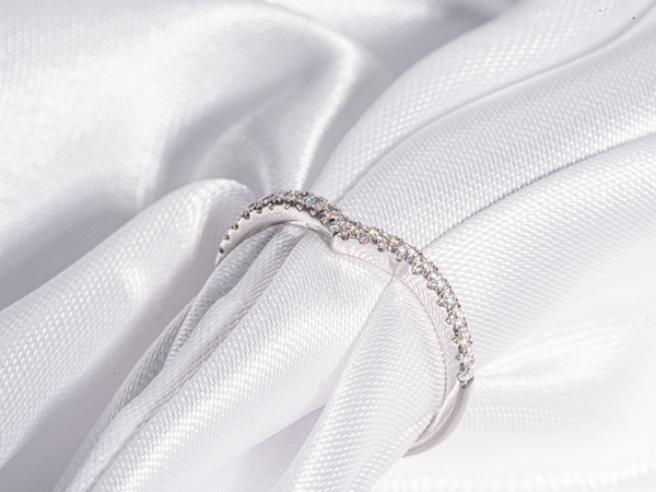 Curved Moissanite Wedding Band