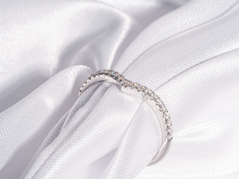 Curved Moissanite Wedding Band