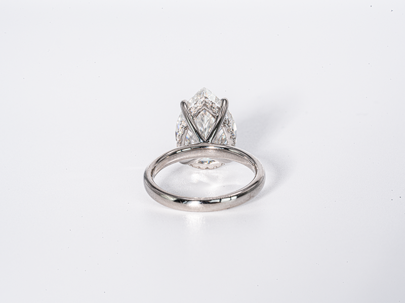 5 Carat Pear Shaped Hidden Halo Solitaire Moissanite Engagement Ring