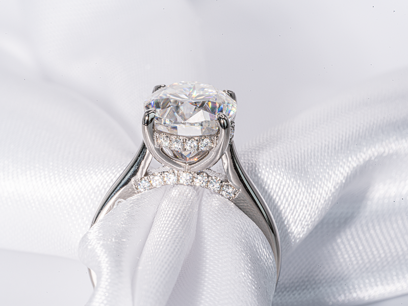 Platinum Hidden Halo Cathedral & Diamond Bridge Engagement Ring