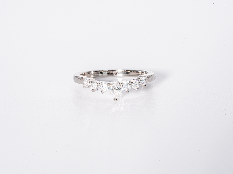 Accent Curved Moissanite Wedding Band Stacking Ring Sets