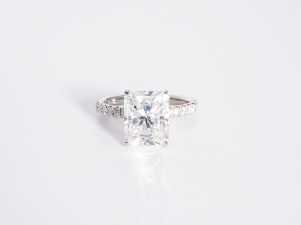 4 Carat Radiant Hidden Halo Moissanite Engagement Ring