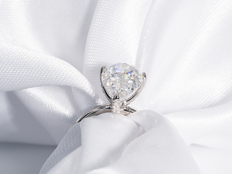 3 Carat Pear Shaped Crushed Ice Solitaire Moissanite Engagement Ring