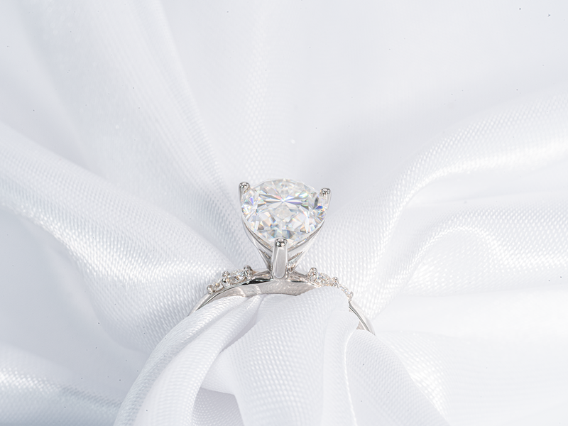 3 Carat Pear Shaped Solitaire with Side Stone Moissanite Engagement Ring